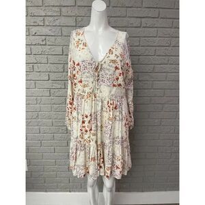 American Eagle Floral Long Sleeve Tiered Baby Doll Dress Size L